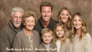 Multi-generation family walking together symbolising legacy and faith in God