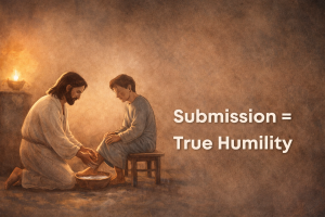 Jesus humbly cleanses another's feet